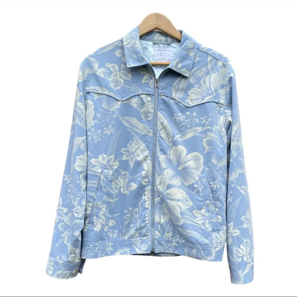 Urban Outfitters Blue Floral Harrington Jacket Small